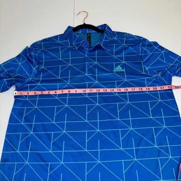 Adidas Men’s Performance Polo Shirt | Blue Geometric Print | Size L - Picture 8 of 9